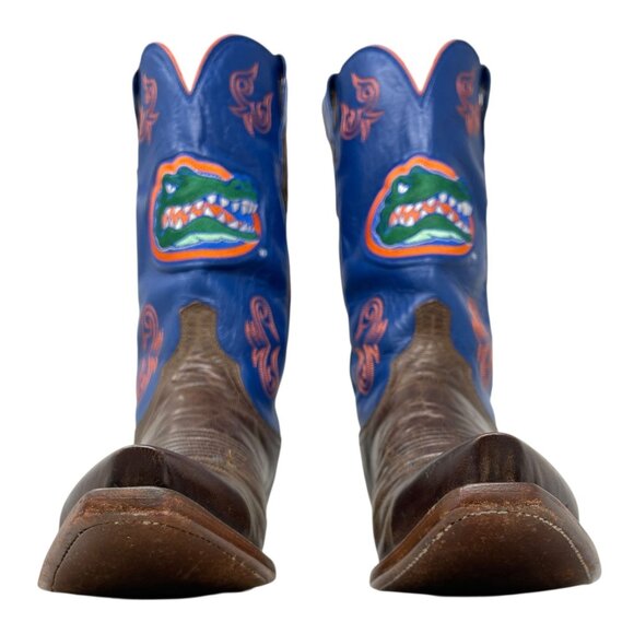 Lucchese 1883 UF Florida Gators Leather Boots Western Cowboy Brown Blue Mens 9D - Picture 16 of 16